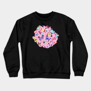 Flying Butterflies Pink Multi Crewneck Sweatshirt